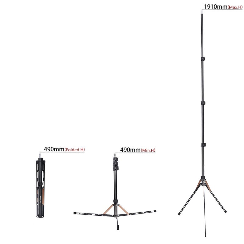 FOSOTO 75in Fold Video Tripod Light Stand Super Lightweight Compact for Speedlight, Flash, Umbrella, Softbox, Filming Product Portrait Shooting Lighting Stand - Image 3